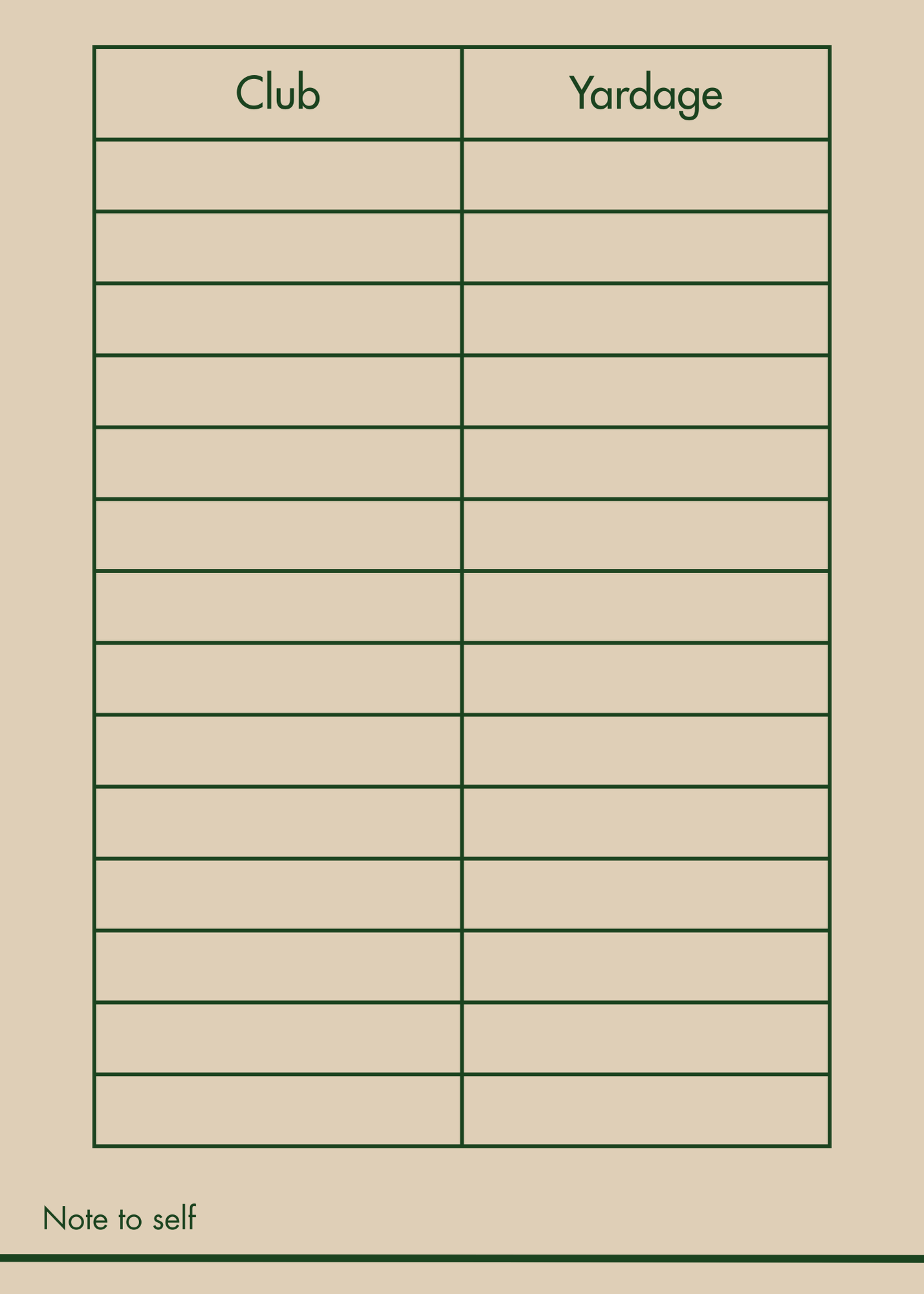 Yardage Cheat Sheet (Free Download)